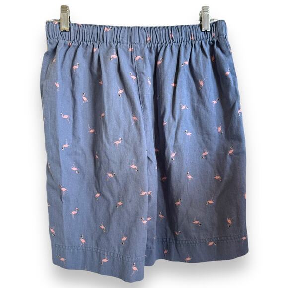 Coral Bay Womens Shorts Sz S Blue Twill Pink Flamingos Drawstring Elastic Waist - Picture 5 of 8